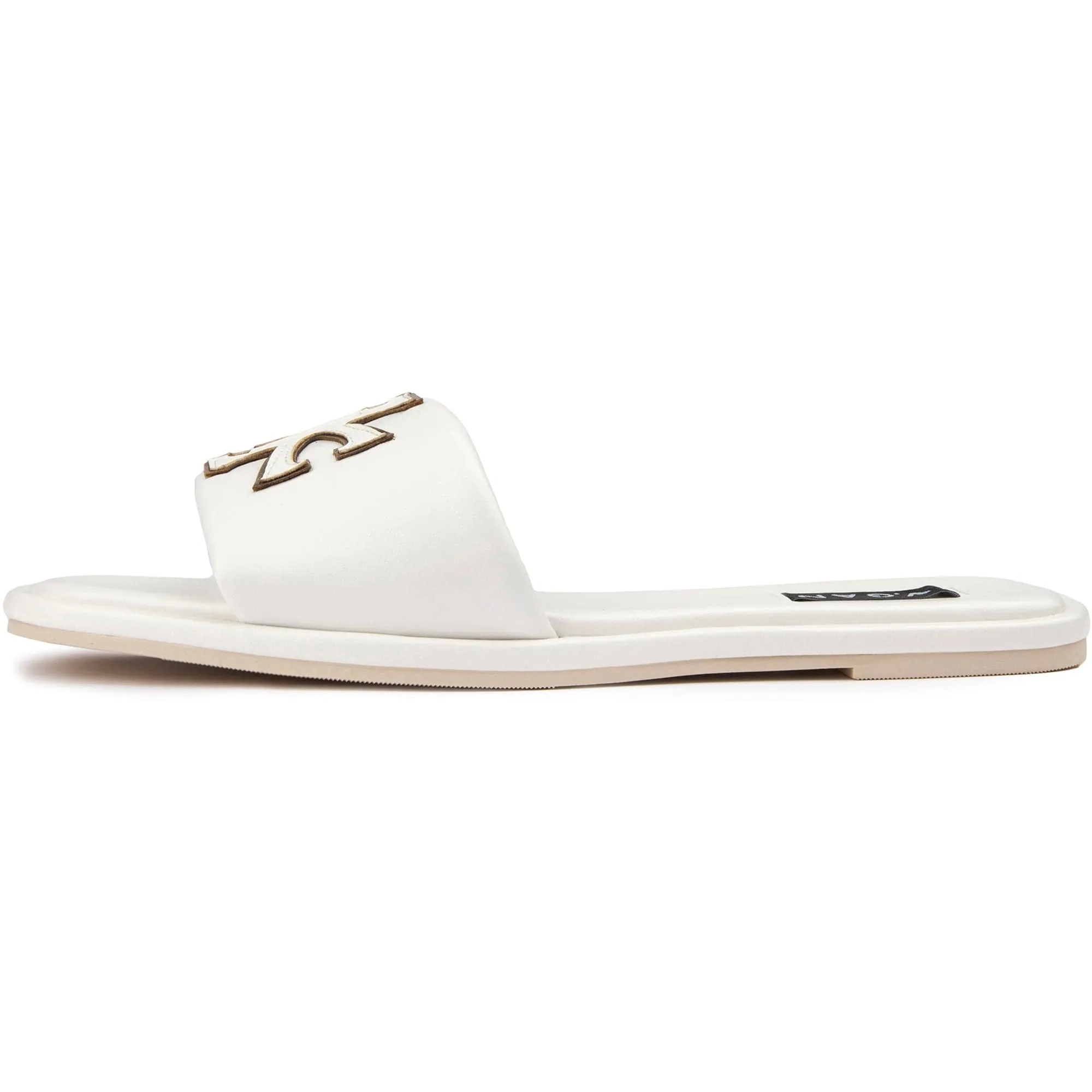 Choy Women's Vegan Leather Logo Slider Sandals | White