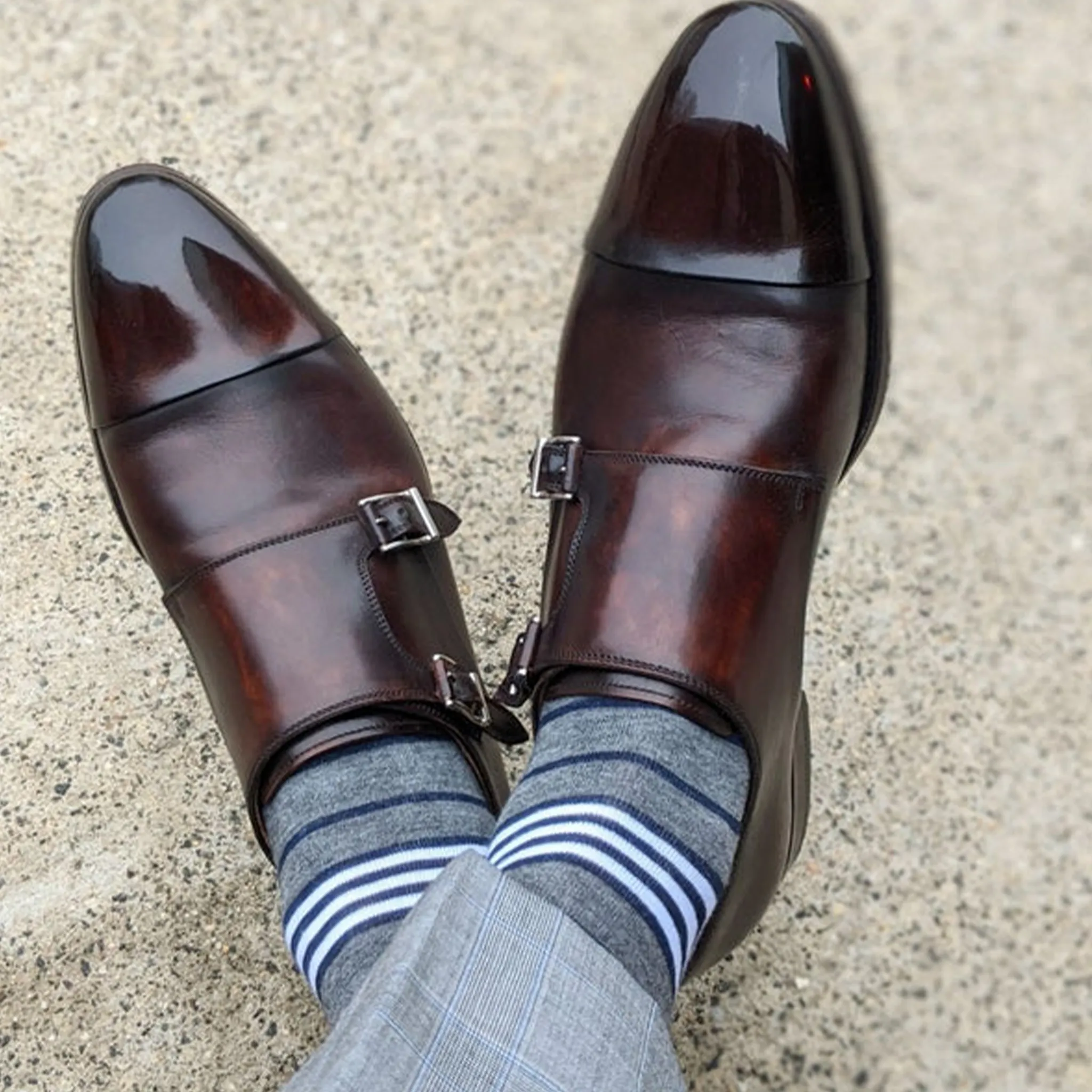 Collars & Co. x Southern Scholar - The Manchesters Charcoal Grey, Navy, White Stripes