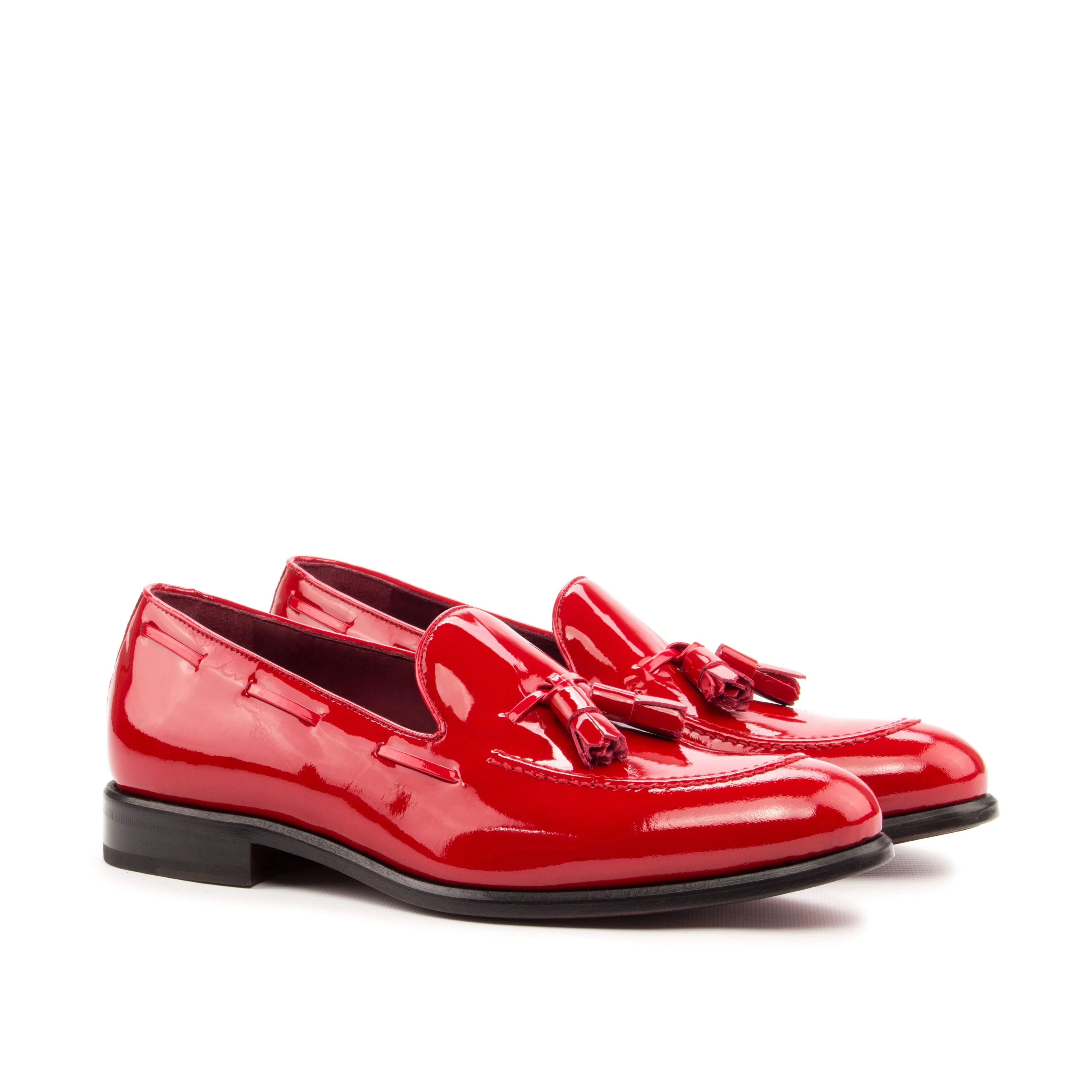 DapperFam Luciano in Red Men's Italian Patent Leather Loafer