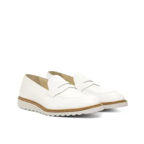 DapperFam Luciano in White Men's Italian Leather Loafer