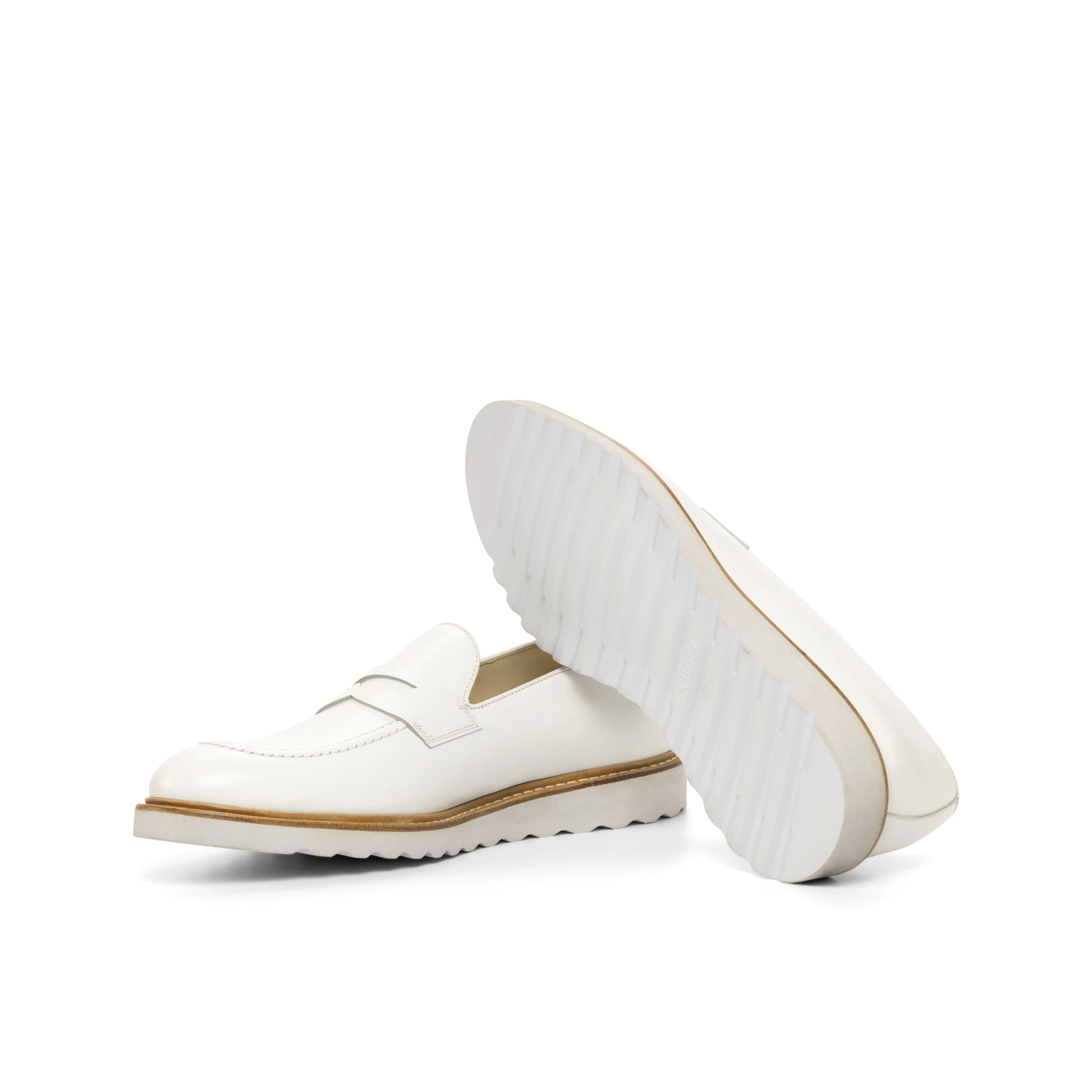 DapperFam Luciano in White Men's Italian Leather Loafer