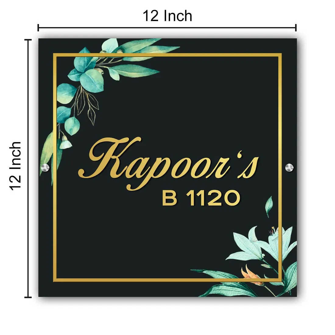 Designer Acrylic Name Plate With Golden 3D Fonts - Square Nameplate