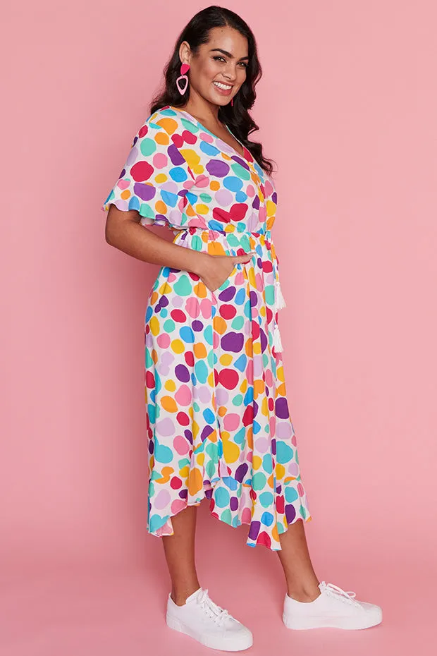 Dionne White Rainbow Pebble Dress