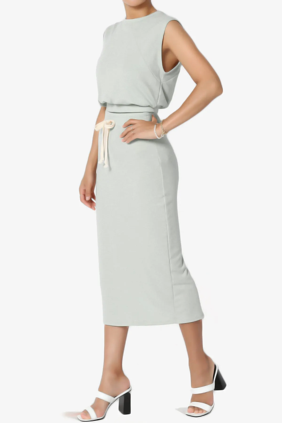 Discreet Crop Tank Top & Midi Skirt SET