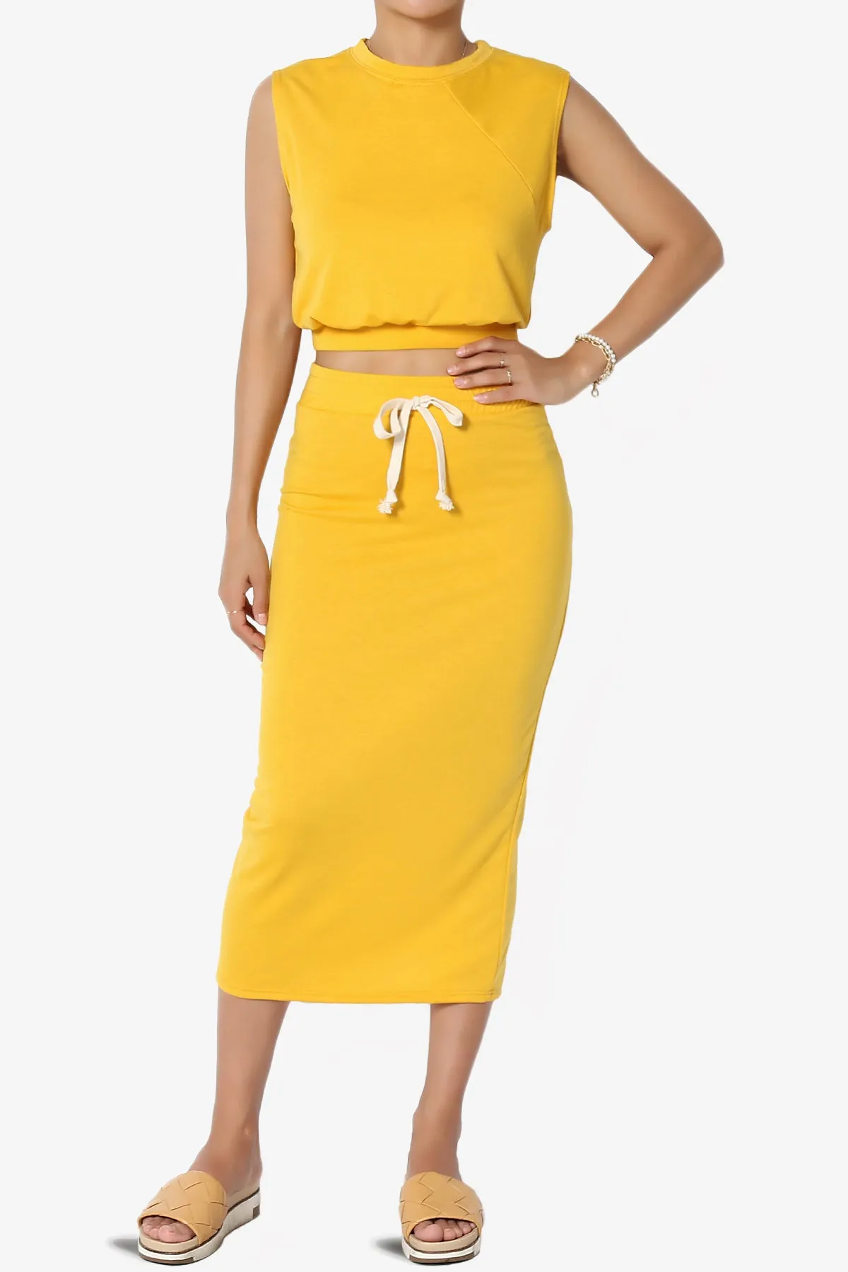 Discreet Crop Tank Top & Midi Skirt SET