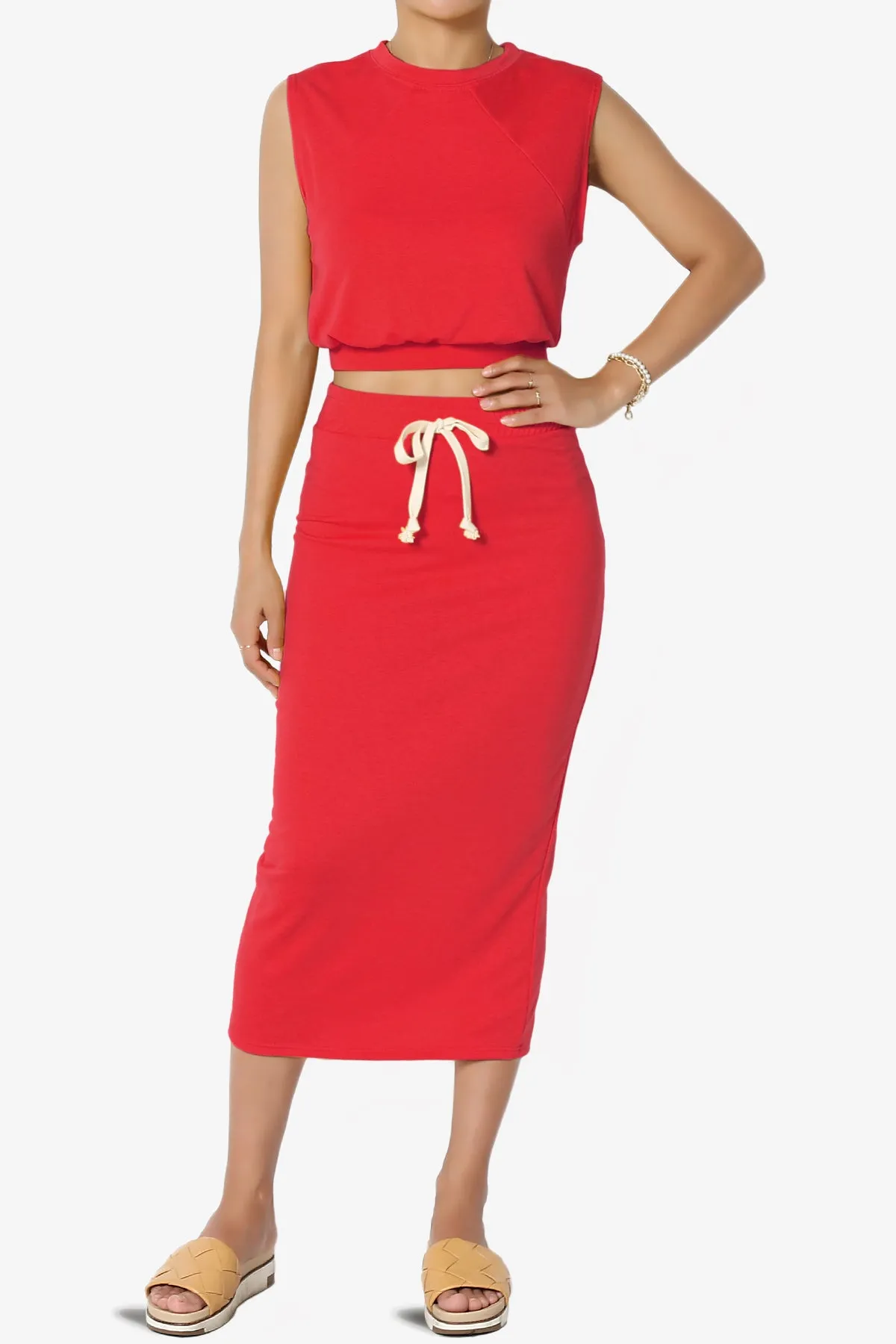 Discreet Crop Tank Top & Midi Skirt SET