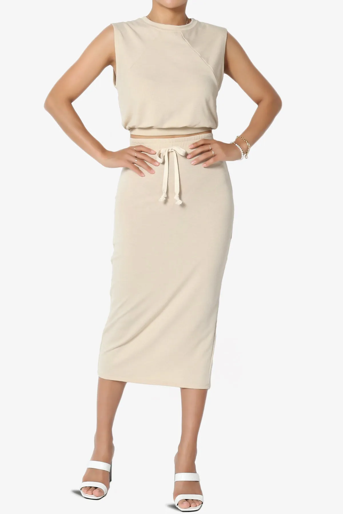 Discreet Crop Tank Top & Midi Skirt SET