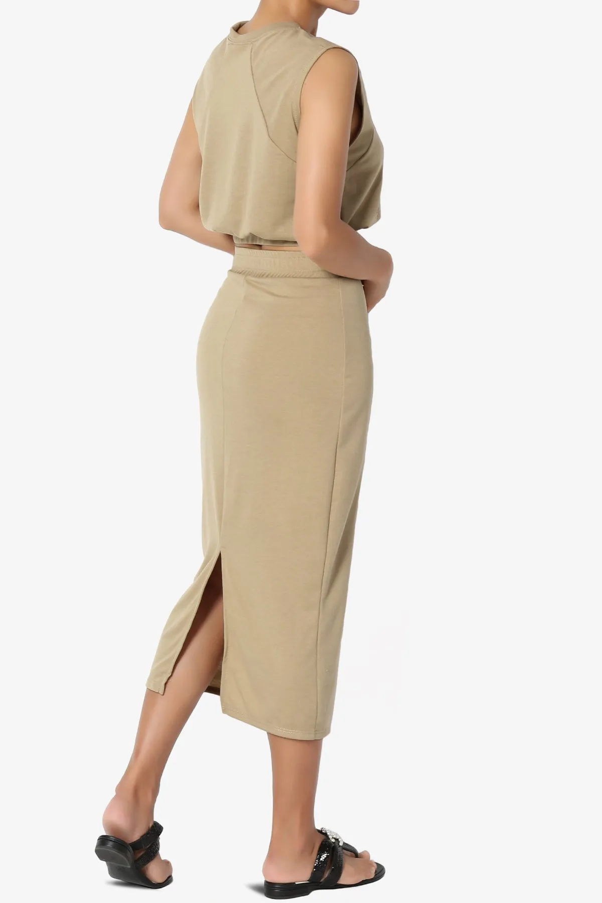 Discreet Crop Tank Top & Midi Skirt SET