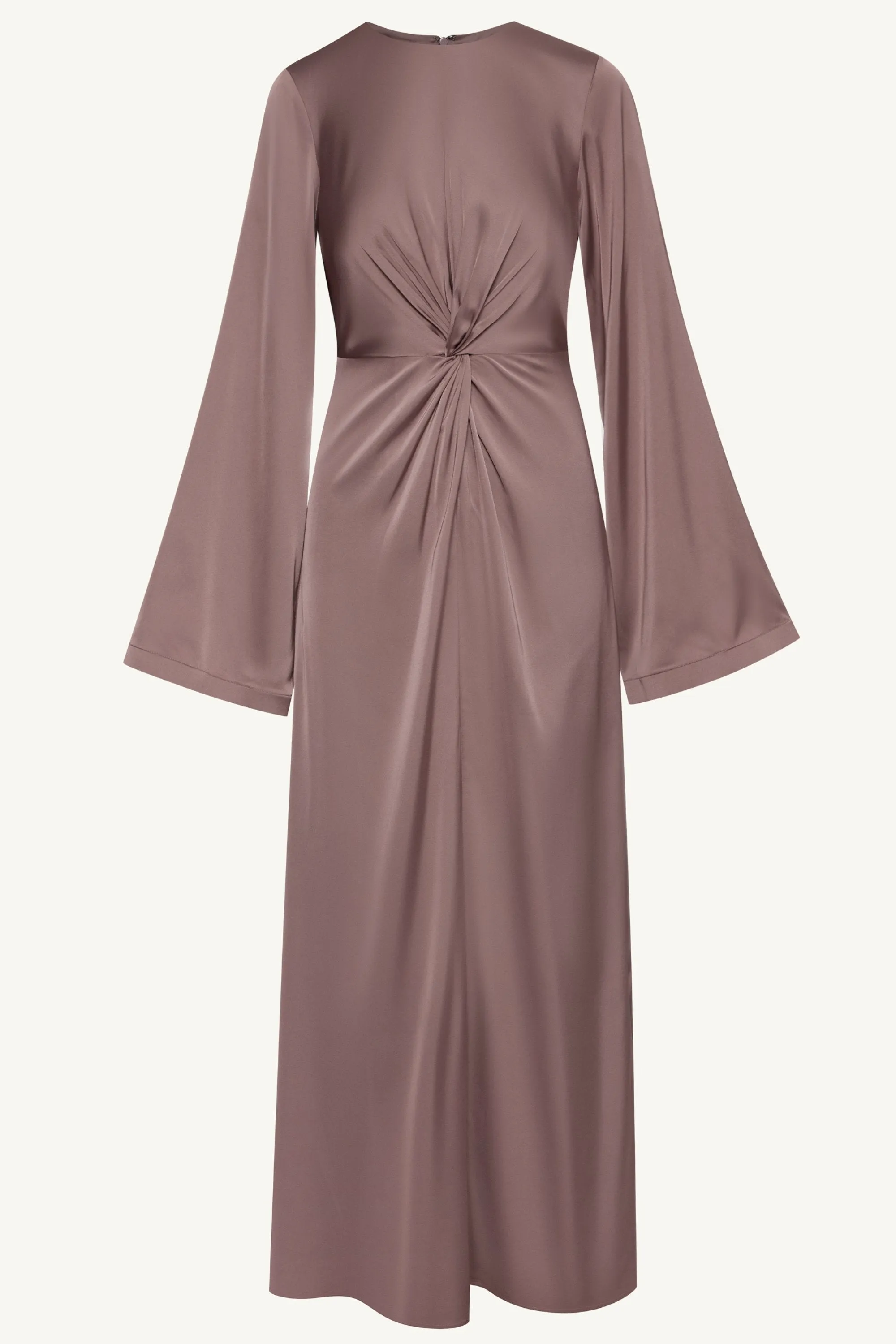 Duha Satin Twist Front Maxi Dress - Deep Taupe