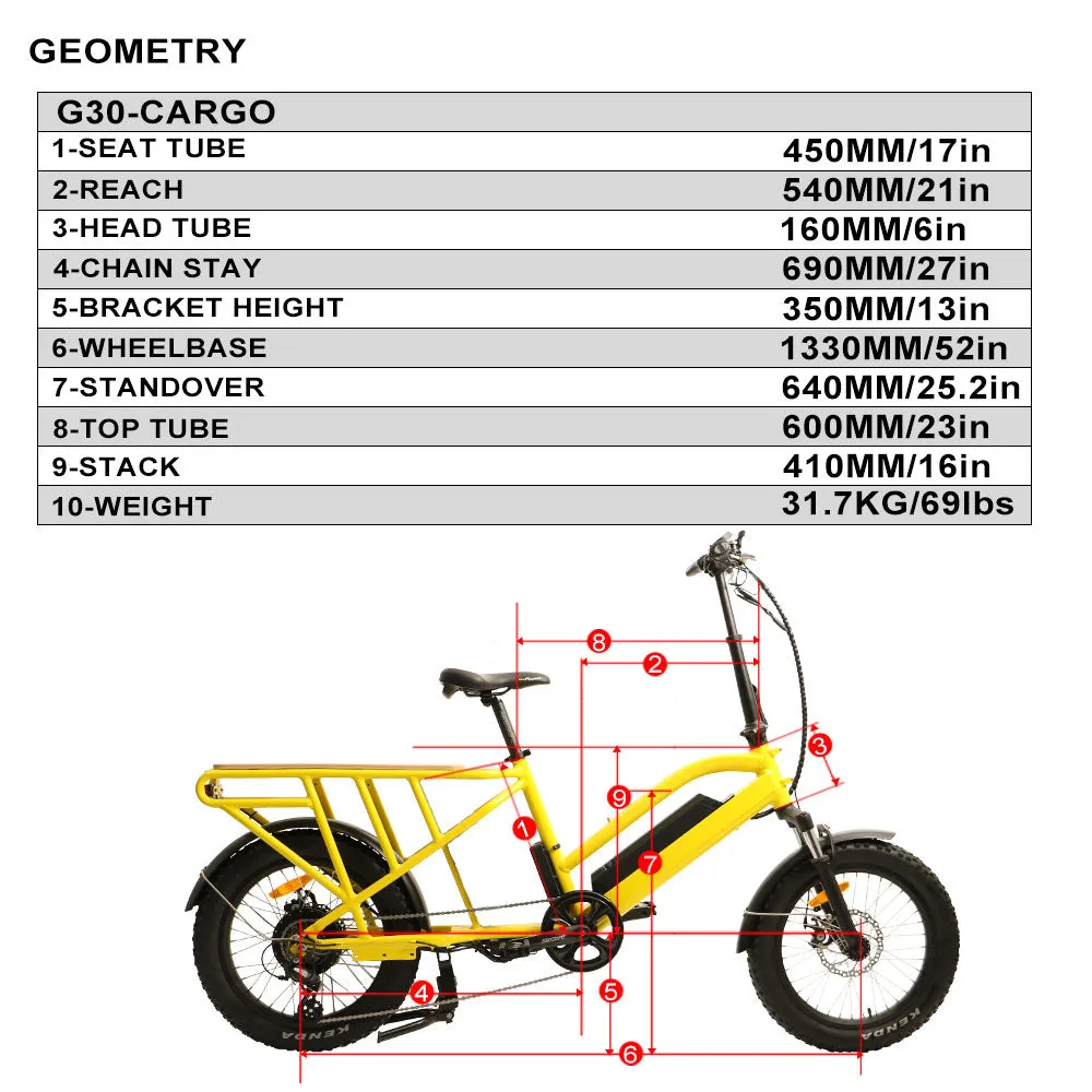 EUNORAU G30-CARGO 500W 48V Dual Battery Family Cargo Electric Bike