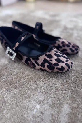 Faith Buckle Flats In Animal Print