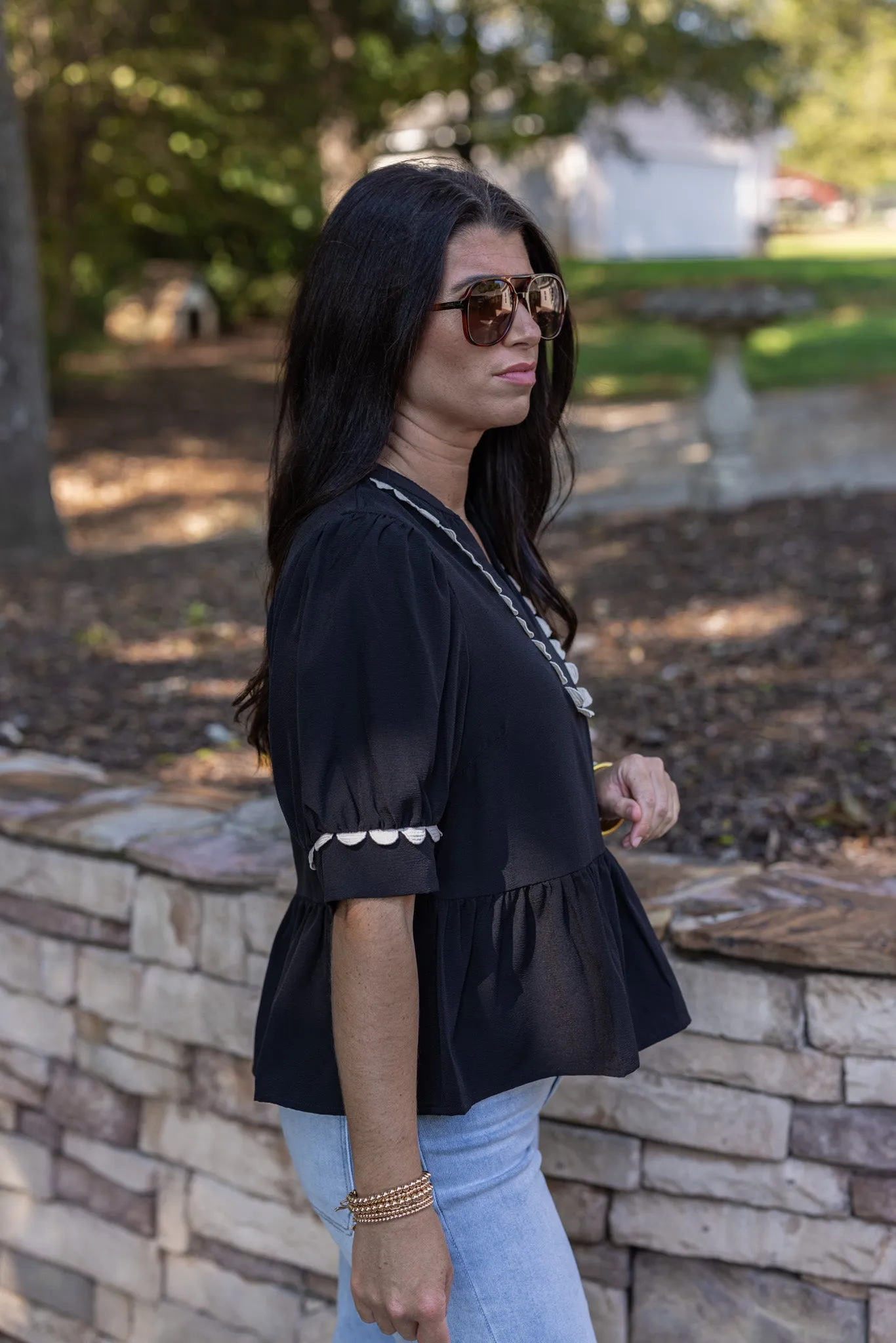 Favorite Memory Black Peplum Top