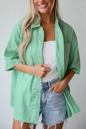 FINAL SALE - Totally Sensational Green Oversized Button-Up Blouse