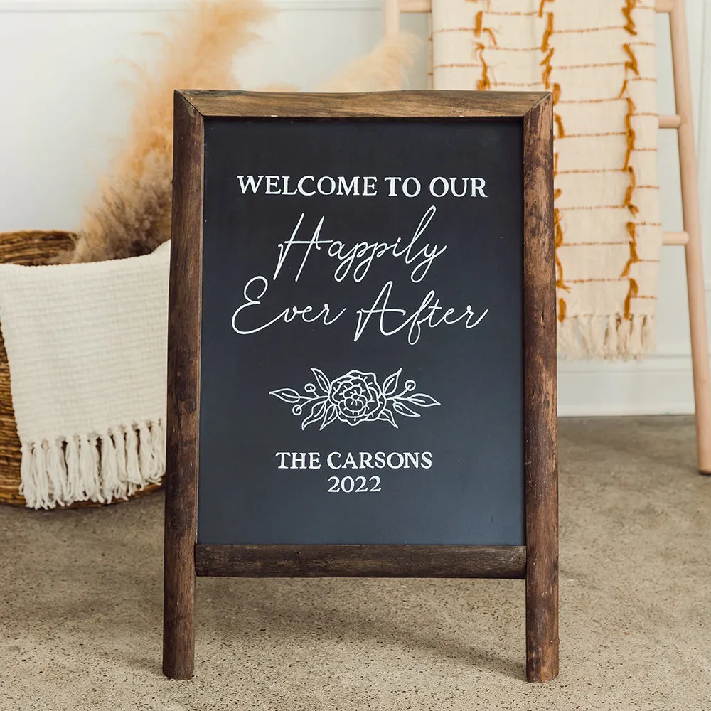 FRAMED RECTANGULAR CHALKBOARD EASEL SIGN - NATURAL WOOD