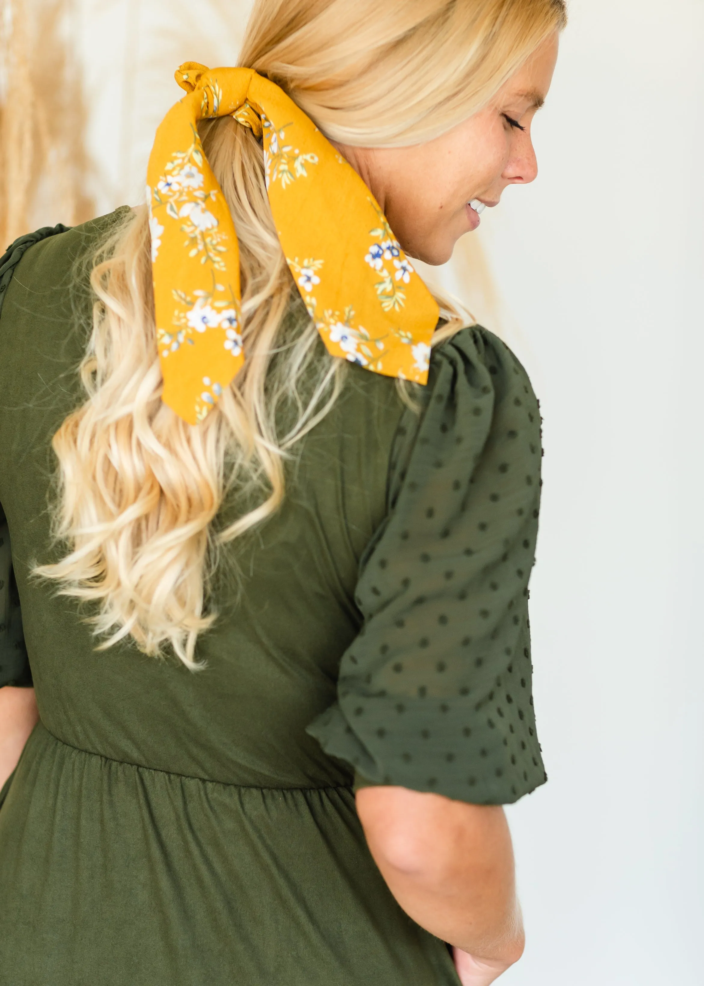 Green Swiss Dot Sleeve Midi Dress - FINAL SALE