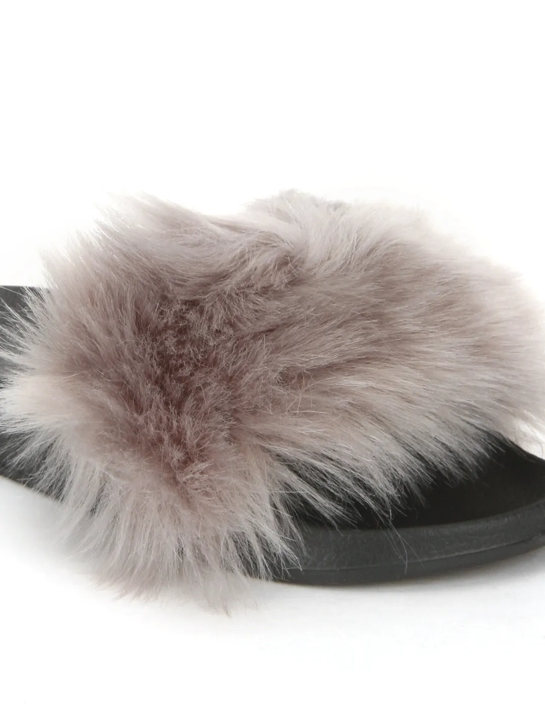 Grey Black Fur Sliders