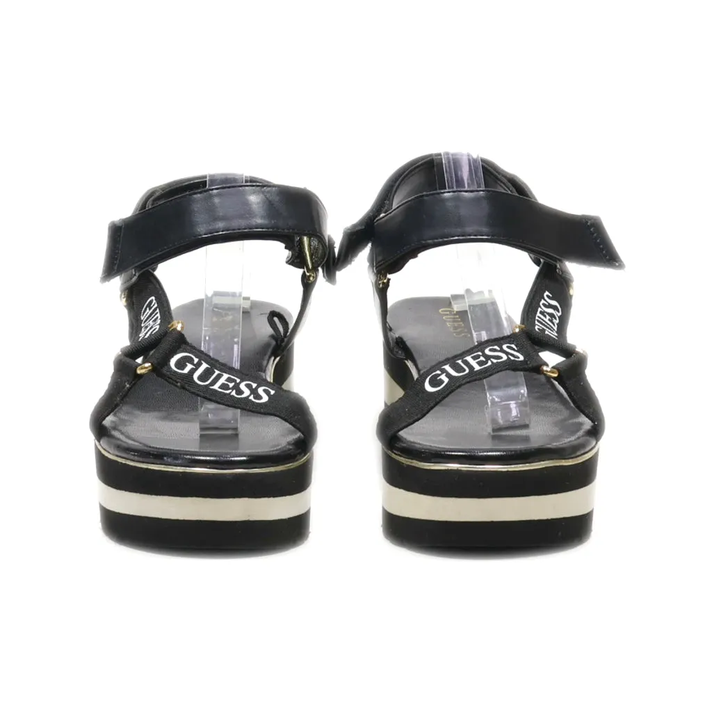 Guess Towards Platform Sandals Fabric Black Colour For Women