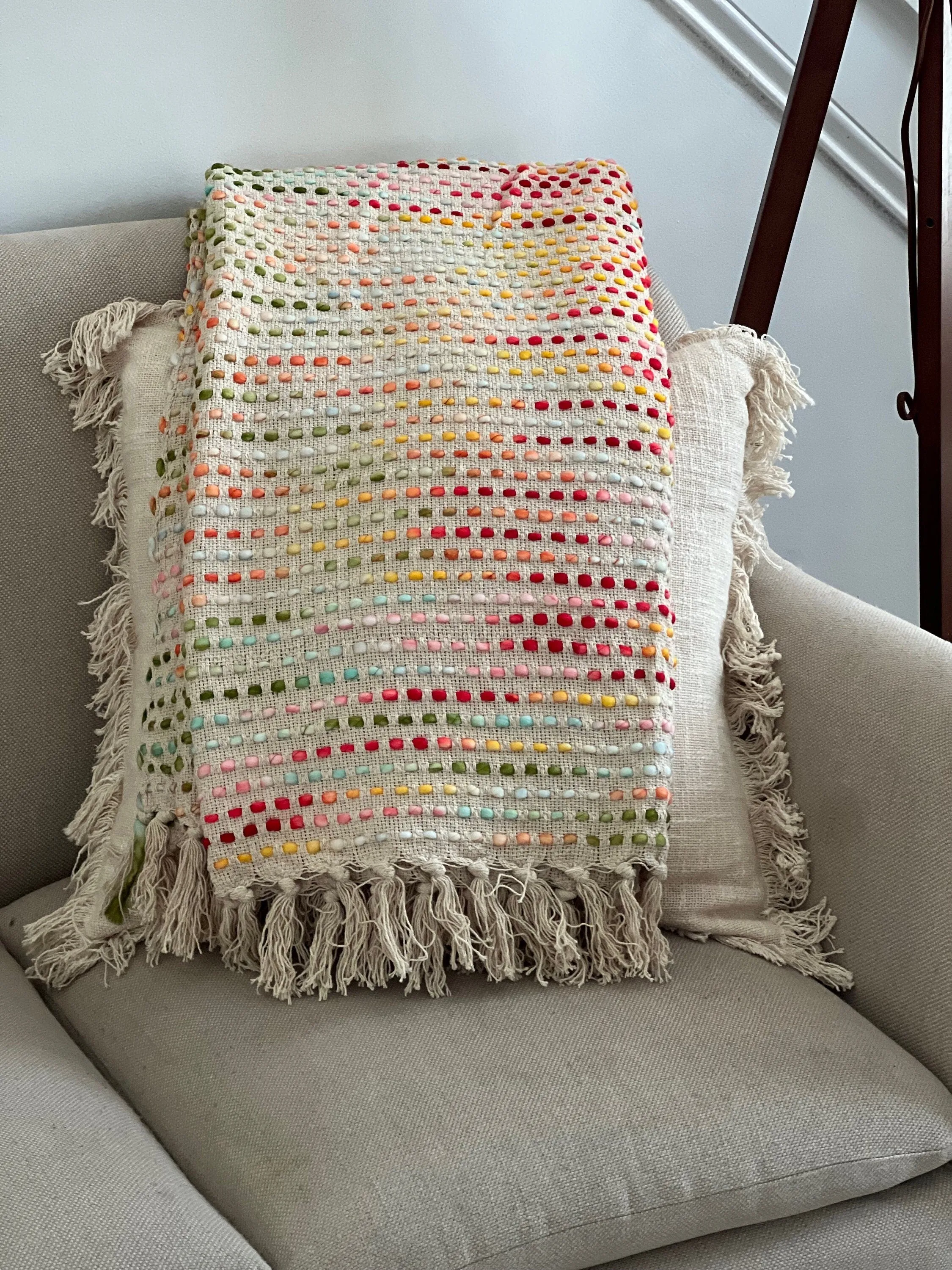 Handmade Gift, Hand loomed Cotton Blanket For Couch, Woven Throw Blanket with Tassels, Decorative Blanket, Reversible Blanket, Gift for Mom