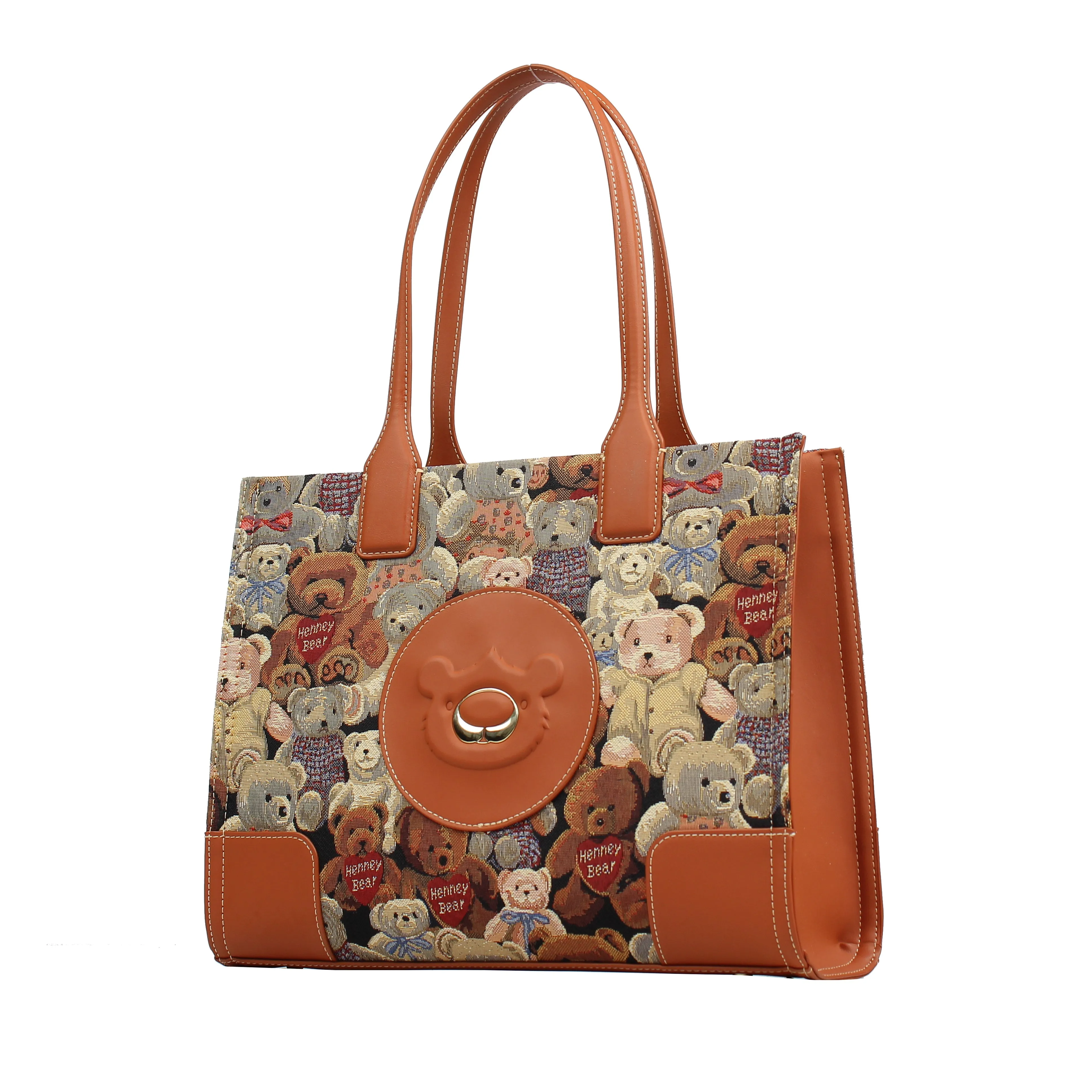 Henney Bear Leatherette Handbag Tote