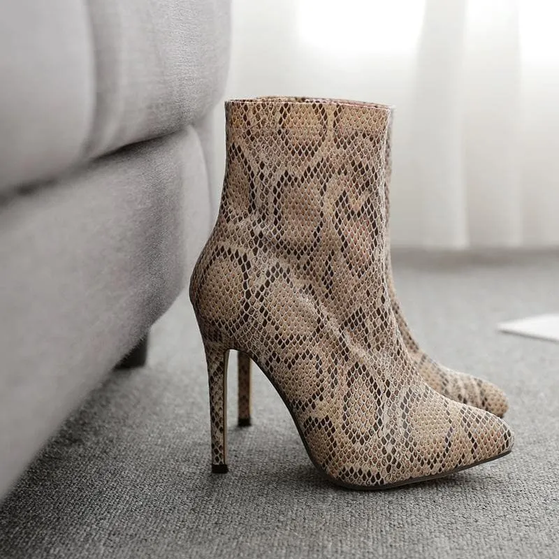 High Heel Snakeskin Martin Boots