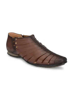 Hitz Men's Brown Leather Slip-On Shoes