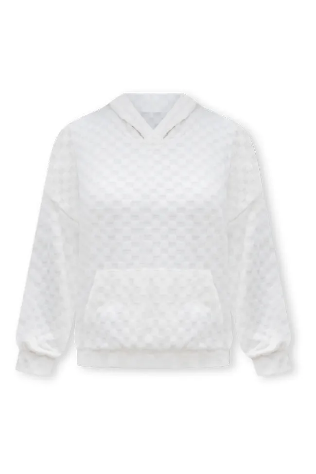 Holding On Ivory Brushed Knit Checkered Hoodie FINAL SALE