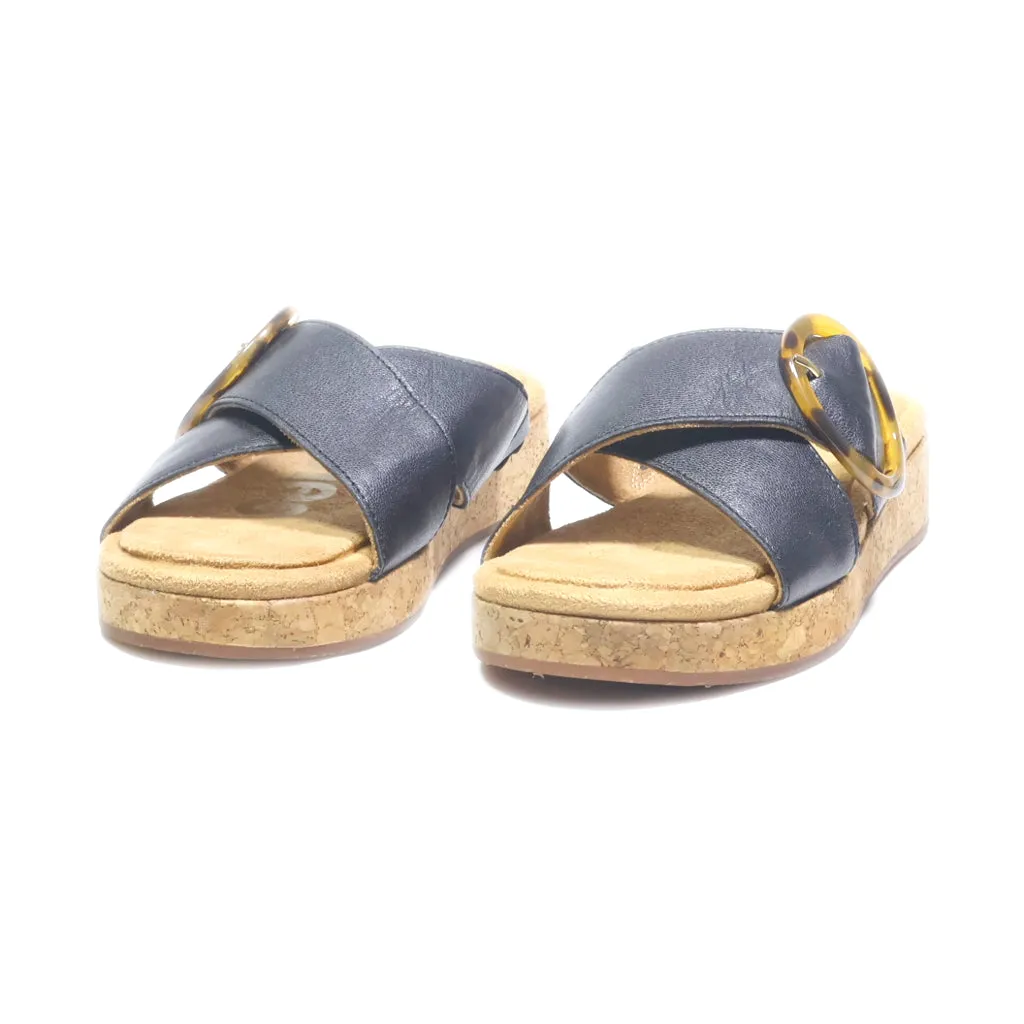 Hush Puppies Wedge Sandals Leather Black Colour For Women