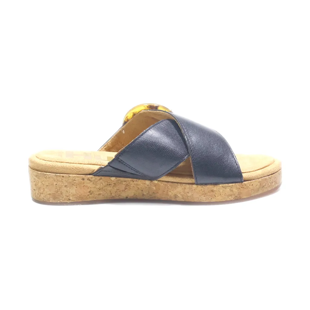 Hush Puppies Wedge Sandals Leather Black Colour For Women