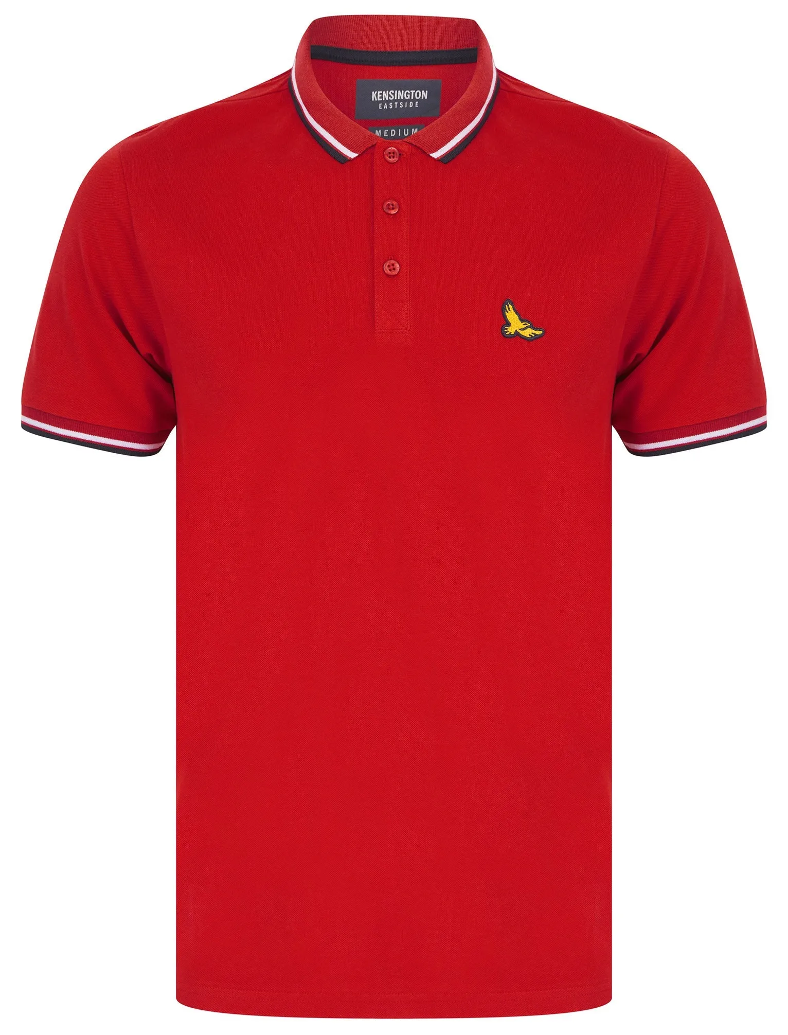 Jerry Cotton Pique Polo Shirt with Tipping in Scooter Red - Kensington Eastside