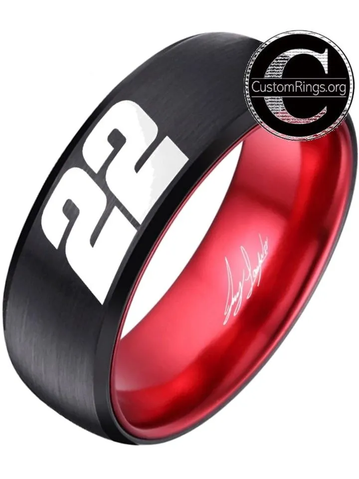 Joey Logano Ring #22 NASCAR Black & Red Autograph Ring #joeylogano #22