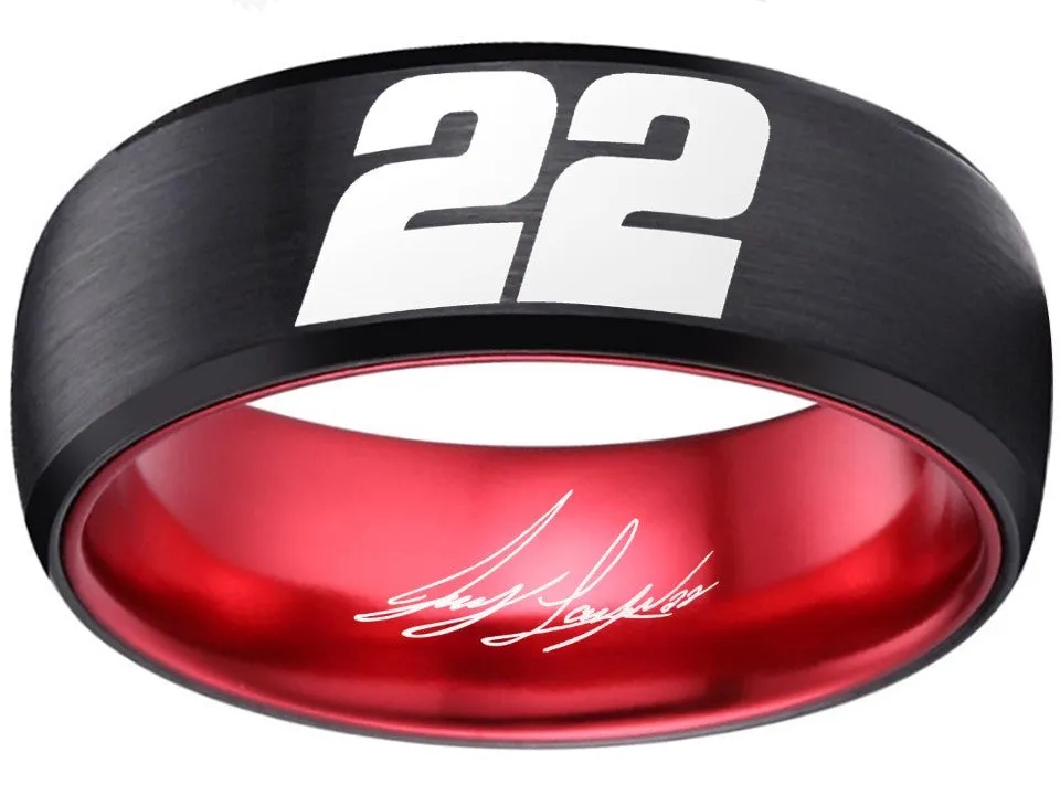 Joey Logano Ring #22 NASCAR Black & Red Autograph Ring #joeylogano #22