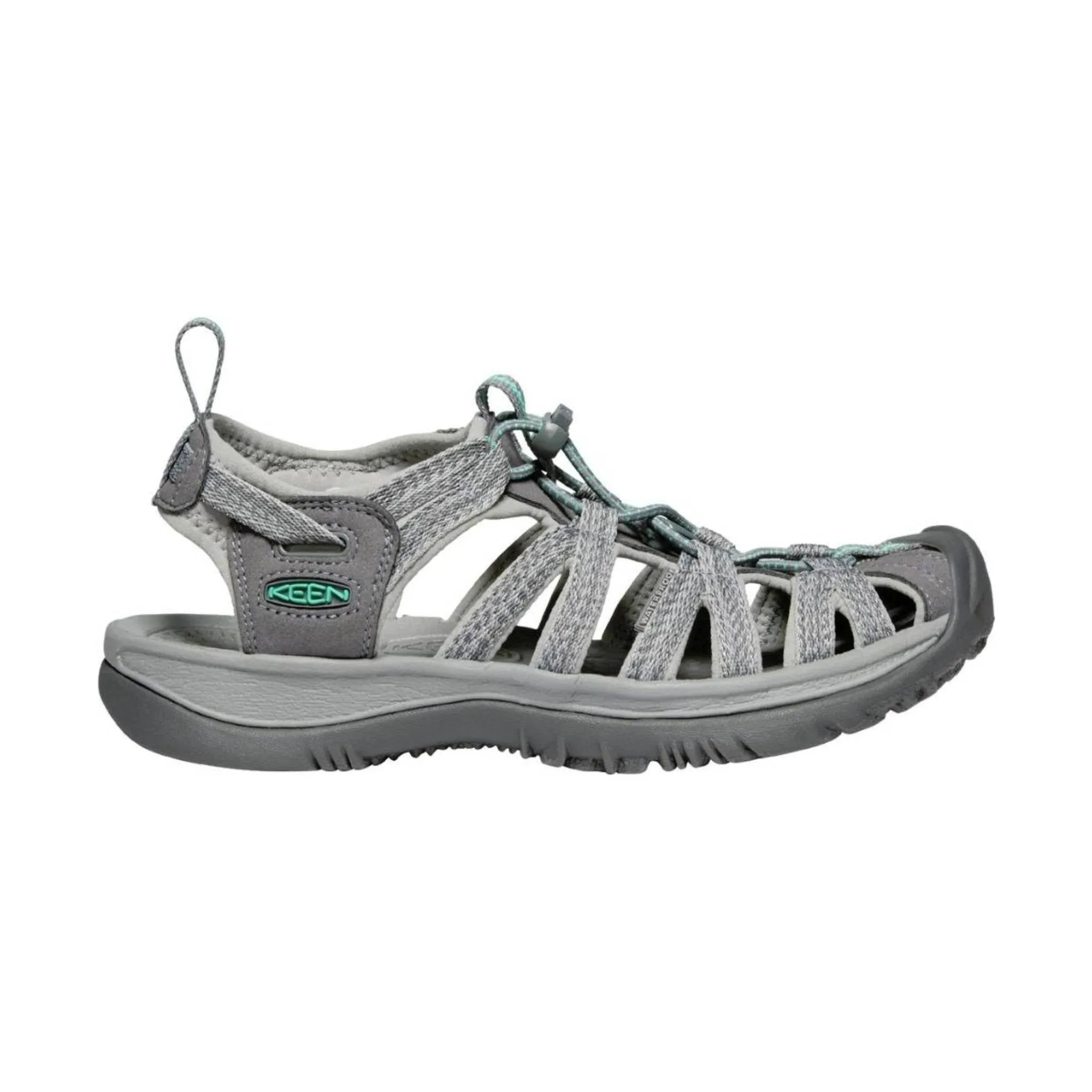 KEEN Women's Whisper Sandal - Medium Grey/Peacock Green