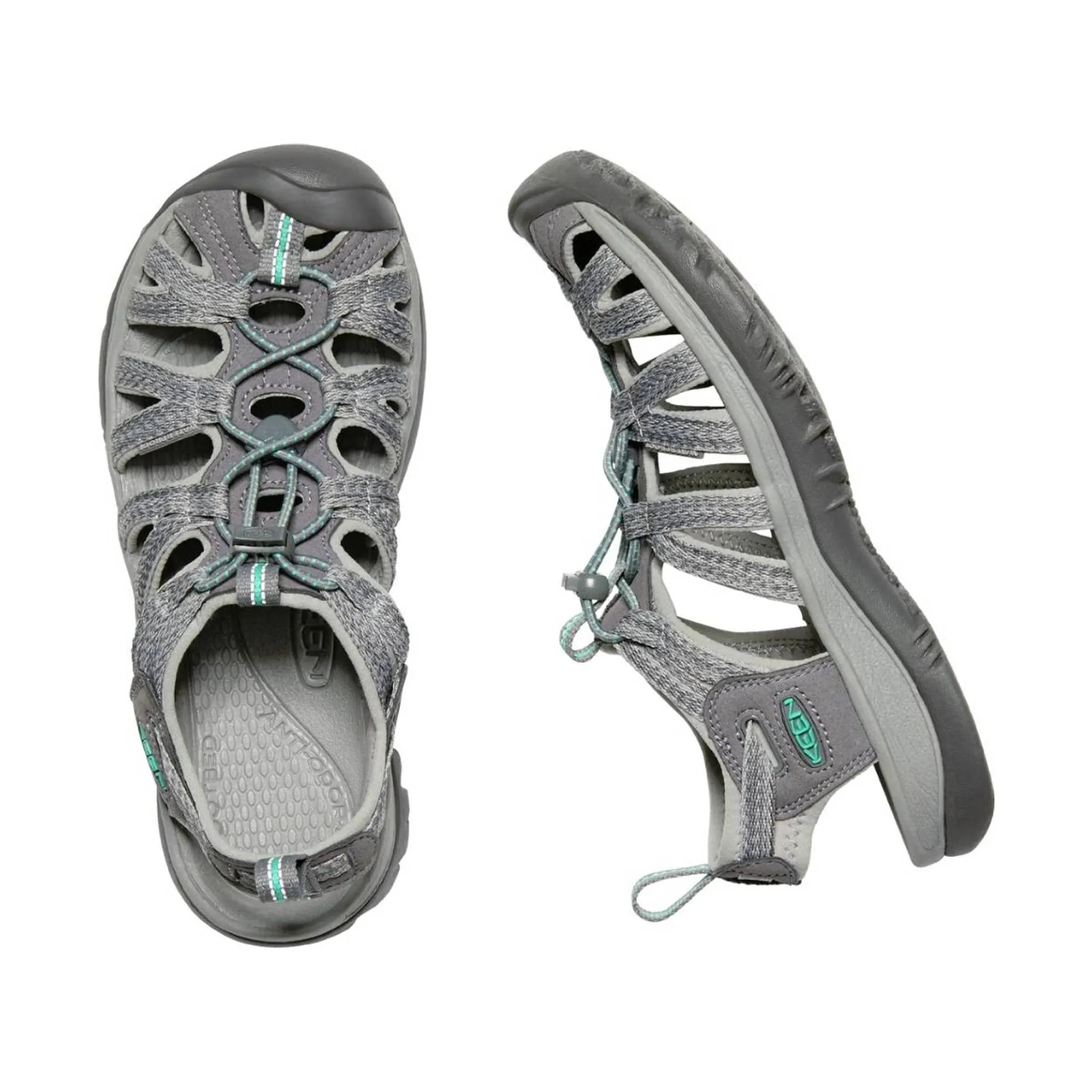 KEEN Women's Whisper Sandal - Medium Grey/Peacock Green