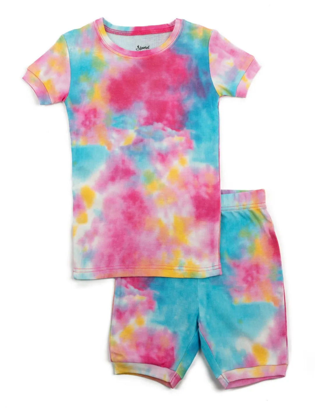 Kids Cotton Short Rainbow Mix Tie Dye Pajamas