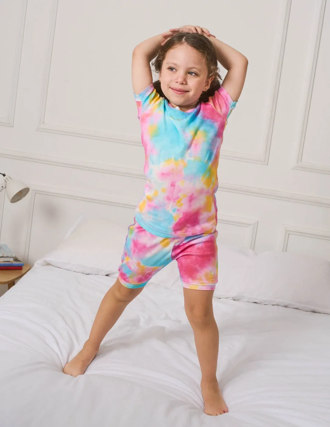 Kids Cotton Short Rainbow Mix Tie Dye Pajamas