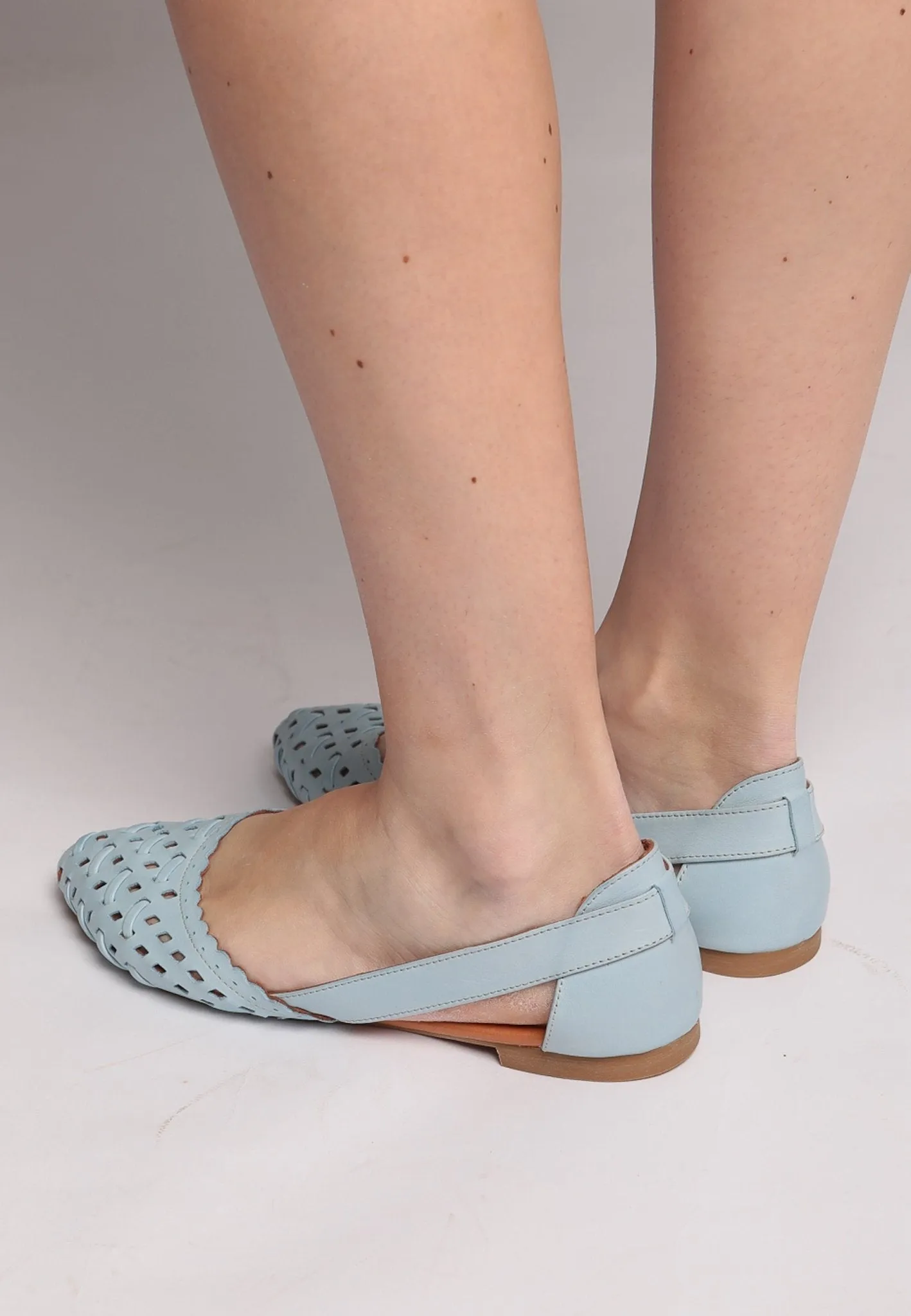 Leather Cut Ballerinas - Blue