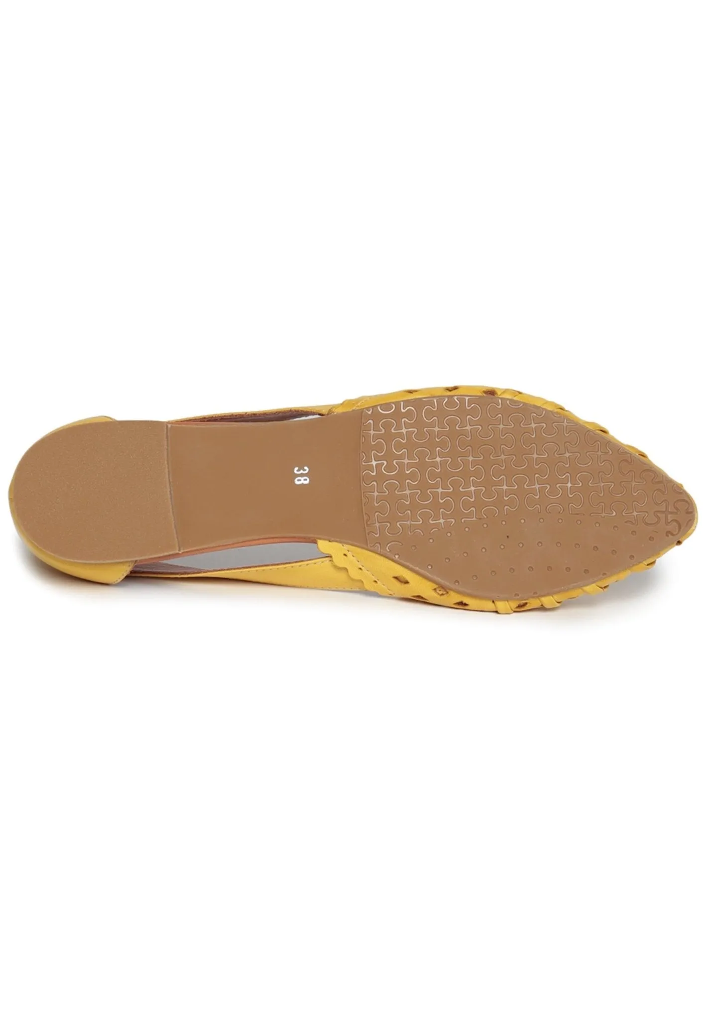 Leather Cut Ballerinas - Yellow