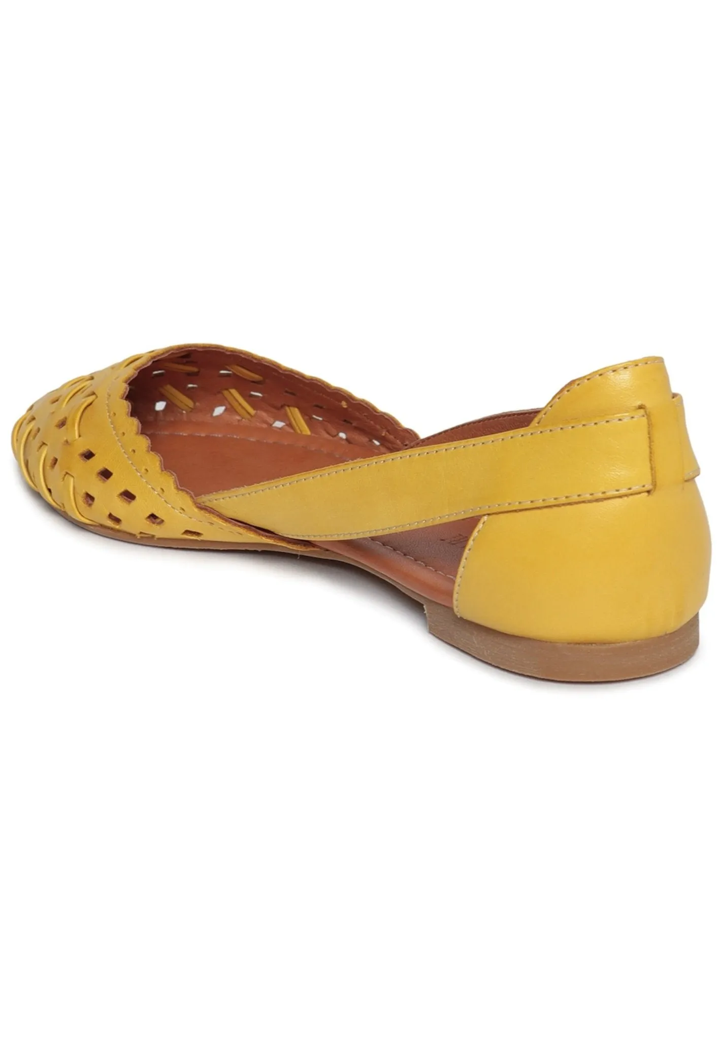 Leather Cut Ballerinas - Yellow