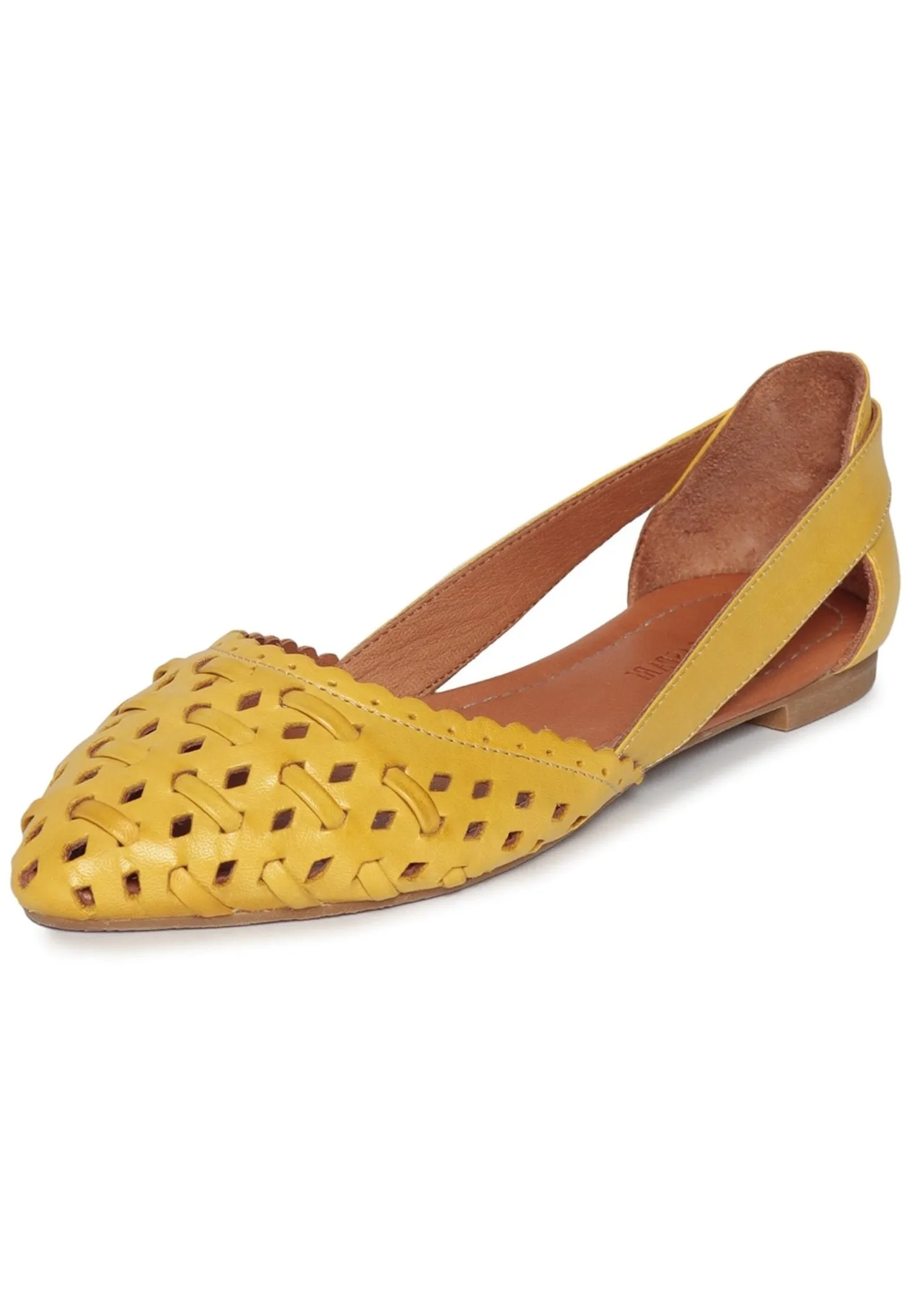 Leather Cut Ballerinas - Yellow