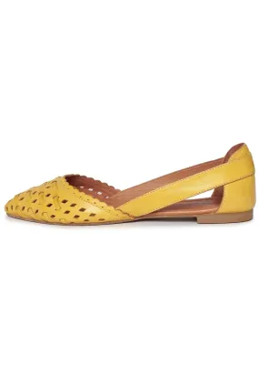 Leather Cut Ballerinas - Yellow