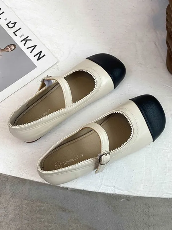 Leisure Fashion Contrast Color Split-Joint Flat Heel Loafer Shoes