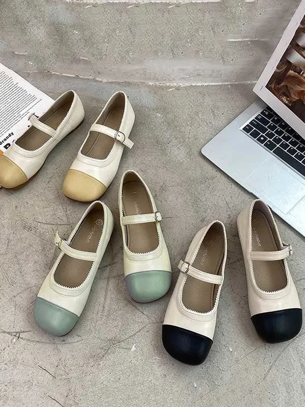 Leisure Fashion Contrast Color Split-Joint Flat Heel Loafer Shoes