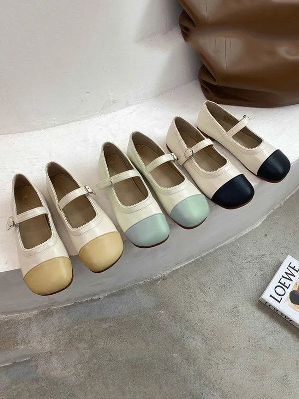 Leisure Fashion Contrast Color Split-Joint Flat Heel Loafer Shoes