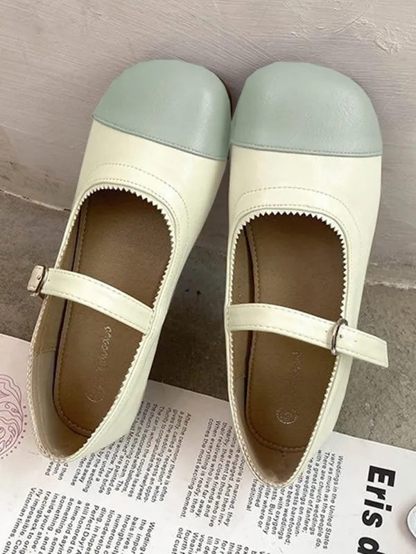 Leisure Fashion Contrast Color Split-Joint Flat Heel Loafer Shoes