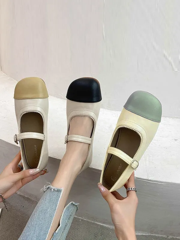 Leisure Fashion Contrast Color Split-Joint Flat Heel Loafer Shoes