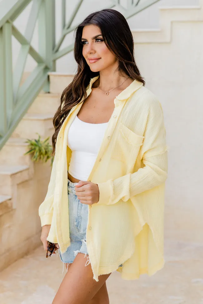 Let Me Adore You Yellow Button Front Gauze Blouse