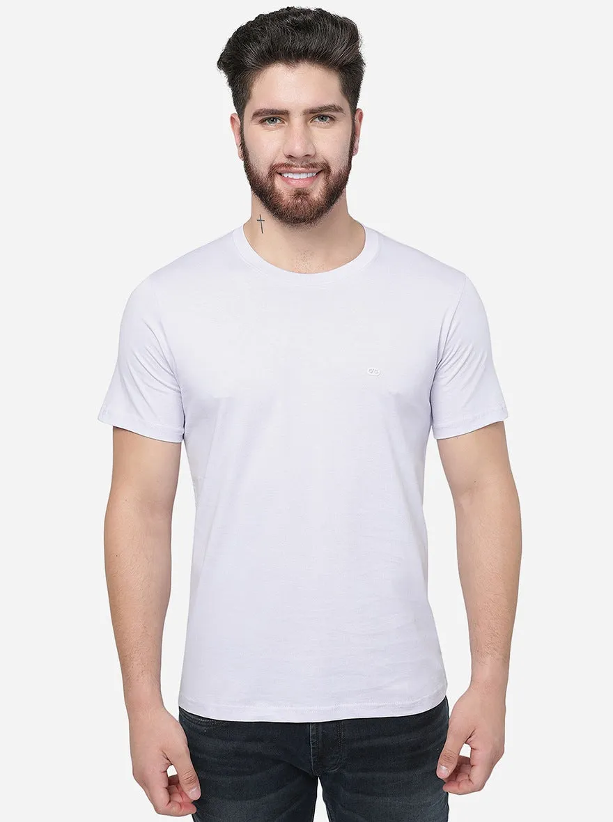 Light Purple Solid Slim Fit T-Shirt | JadeBlue