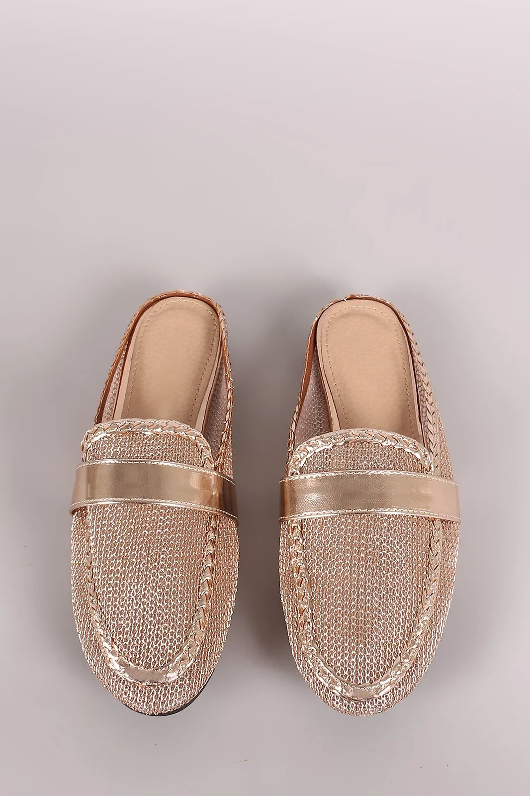 Liliana Metallic Sheer Fishnet Loafer Flats