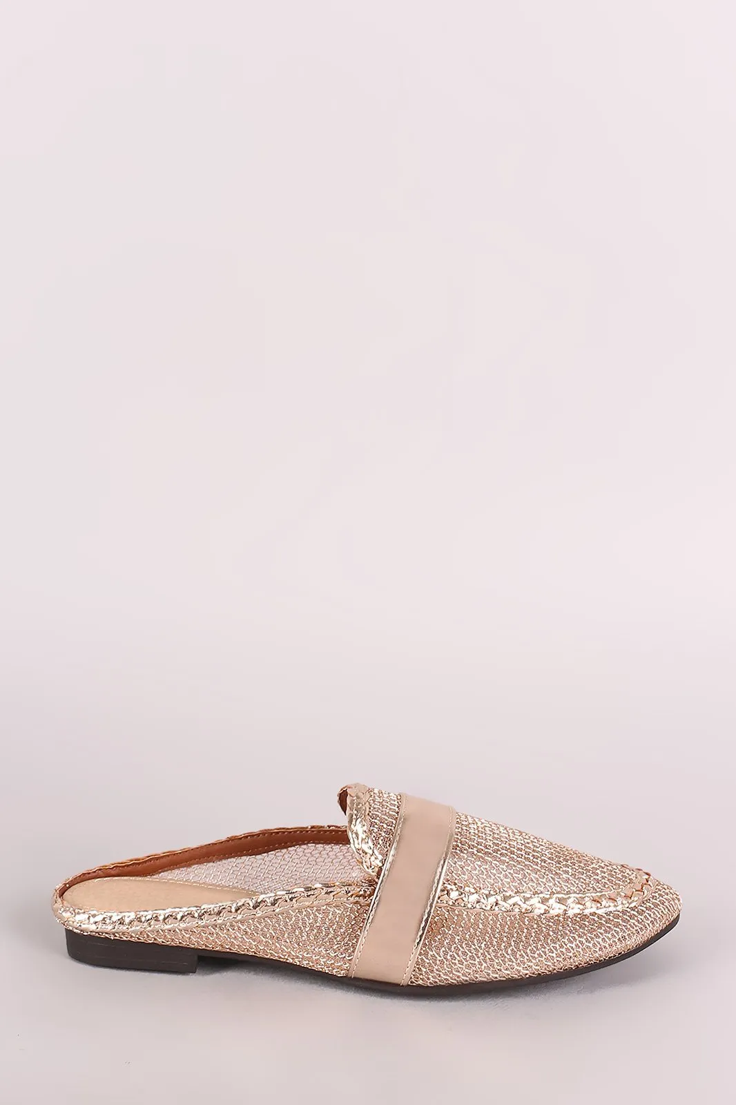 Liliana Metallic Sheer Fishnet Loafer Flats