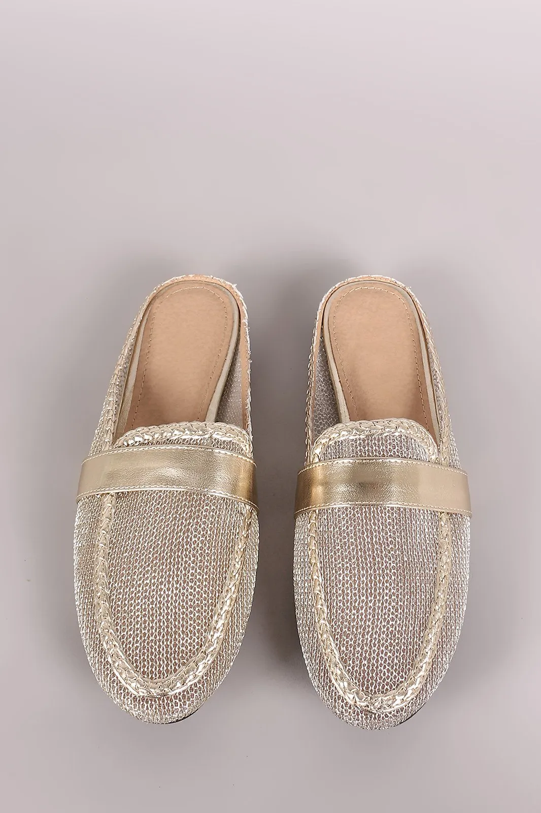 Liliana Metallic Sheer Fishnet Loafer Flats